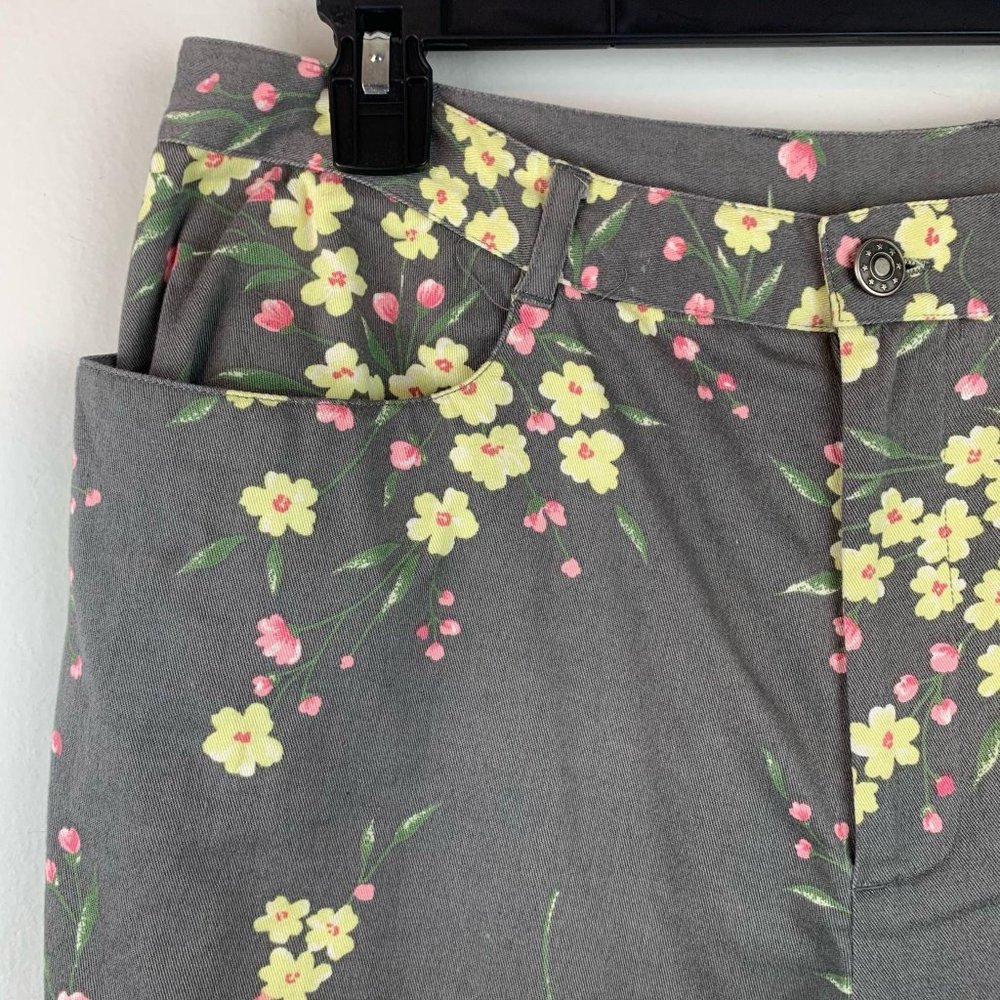INC INTERNATIONAL CONCEPTS Gray Floral Stretch‎ Cropped Pants Sz 14P - Picture 2 of 8